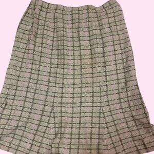 St. John Collection Plaid A-Line Skirt - worn once, perfect, metallic tweed